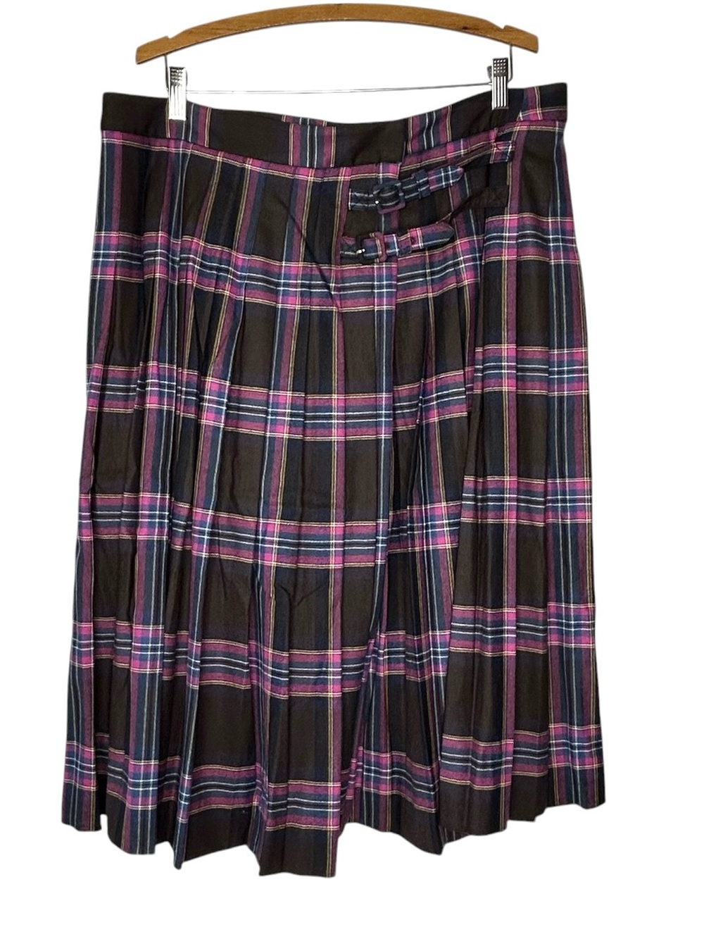 BODEN Women US 16 18 Josephine Tartan Check Wool Blend Kilt Pleated Midi Skirt.